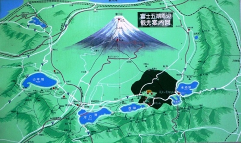 Fuji és Aokigahara térképe